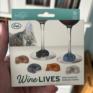 Fred Cat-Shaped Wine Markers - Gray, Orange, Tan